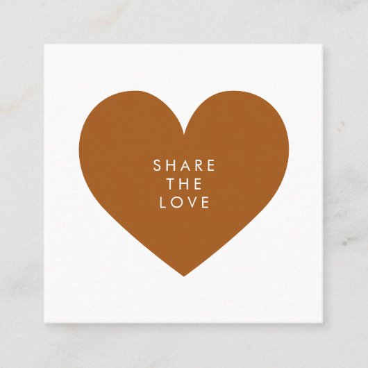Burnt Orange Heart Minimalist Share the Love Empfehlungskarte (Vorderseite)