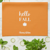 Burnt Orange Hello Fall Personalisierter Name Geschirrtuch (Gefaltet)