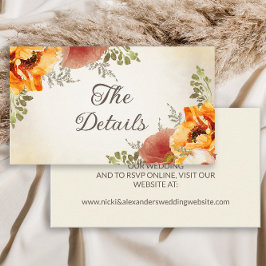 Burnt Orange Herbst Details zur Blumenhochzeit Begleitkarte