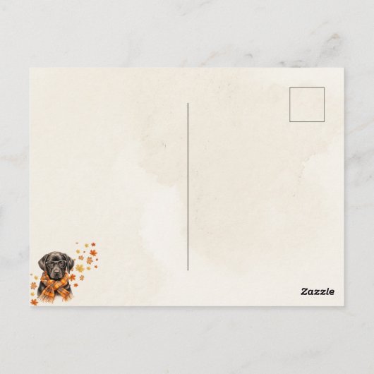 Burnt Orange Herbst lässt Schwarzes Labor Fall Sti Postkarte (Rückseite)