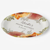 Burnt Orange Herbst Name des Brautparty Pappteller (Schrägansicht)