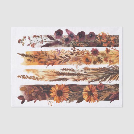 Burnt Orange Herbst Wilde Blume Decoupage Seidenpapier (Vorderseite)