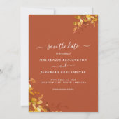 Burnt Orange Herbsthochzeit Foto Save the Date (Rückseite)