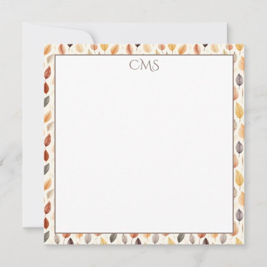 Burnt Orange Herbstlaubs Wasserfarbe Mit Monogramm Mitteilungskarte (Vorderseite)