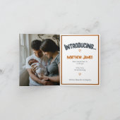 Burnt Orange Herringbone Made in Texas Foto Baby Ankündigung (Innenseite)