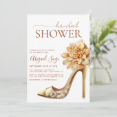 Burnt Orange High Heel Gelbes Brautparty Einladung (Stehend Vorderseite)