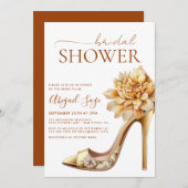 Burnt Orange High Heel Gelbes Brautparty Einladung (Vorne/Hinten)