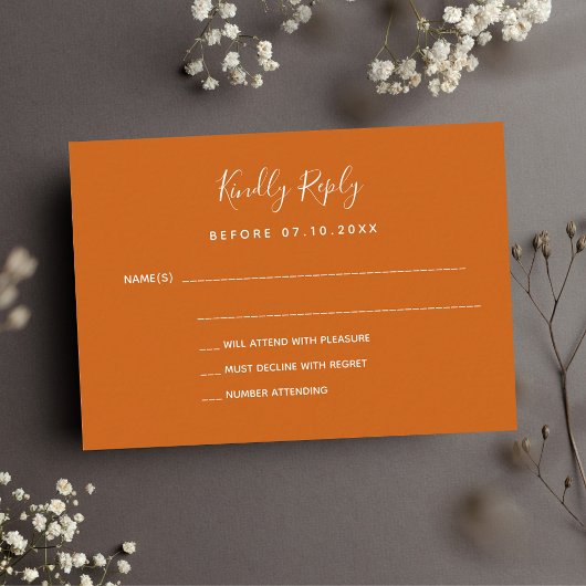 Burnt Orange Hochzeitreaktion UAWG Mitteilungskarte