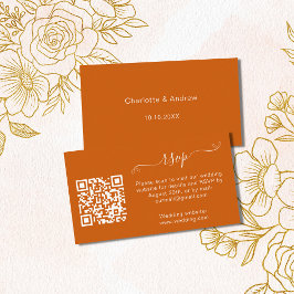 Burnt orange Hochzeitungs-Antwort-Website QR-Code  Begleitkarte