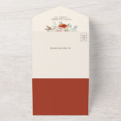 Burnt Orange Ivory Floral QR Code Wedding All In One Einladung (Außenbereich)