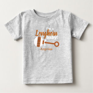 Burnt Orange Kariert Rattle Longhorn Baby T-shirt