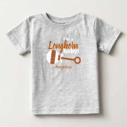 Burnt Orange Kariert Rattle Longhorn Baby T-shirt (Vorderseite)