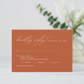 Burnt Orange Kindly Reply Wedding RSVP Karte (Stehend Vorderseite)
