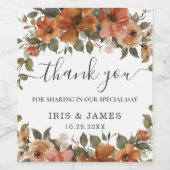 Burnt Orange Kupfer Terracotta Hochzeit im Herbst Weinetikett (Einzelnes Label)