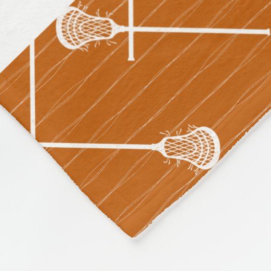Burnt Orange Lacrosse White Sticks Gemustert Fleecedecke (Ecke)