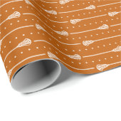 Burnt Orange Lacrosse White Sticks Gemustert Geschenkpapier (Rolleneckpunkt)