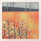 Burnt Orange Landscape Art Glasuntersetzer (Vorderseite)