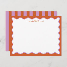 Burnt Orange & Lavender Wavy Border Note Card Einladung