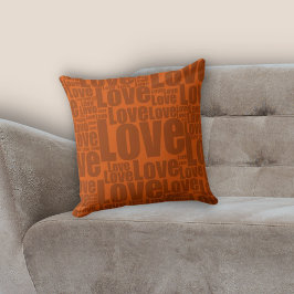 Burnt Orange Liebe Typografie Kissen