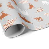 Burnt Orange & Light Gray Gemusterte Longhorns Geschenkpapier (Rolleneckpunkt)