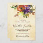 Burnt Orange Lila Floral Christlich Hochzeit Einladung (Vorne/Hinten)