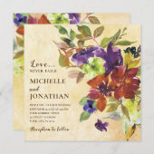 Burnt Orange Lila Floral Christlich Hochzeit Einladung (Vorne/Hinten)