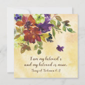 Burnt Orange Lila Floral Christlich Hochzeit Einladung (Rückseite)