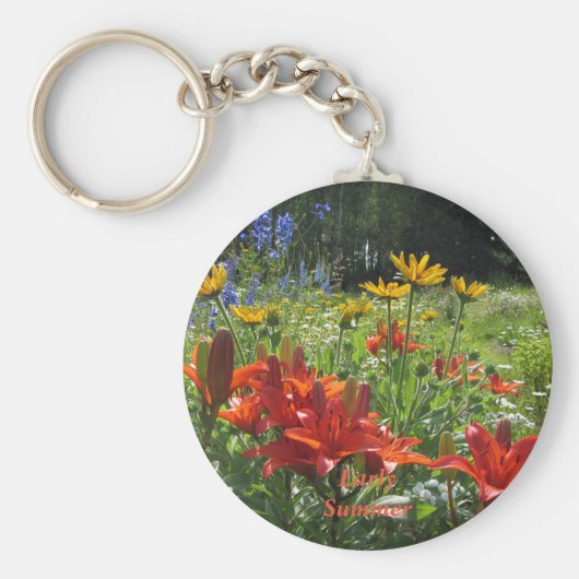 Burnt Orange Lilies, frühe Sommergärten Schlüsselanhänger (Vorne)