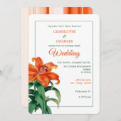 Burnt Orange Lily Stylish Floral Wedding Einladung (Vorne/Hinten)
