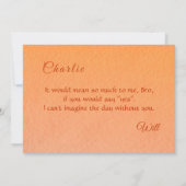 Burnt Orange Line-Art-Blätter Ombré Herbsthochzeit Einladung (Rückseite)