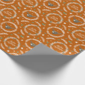 Burnt Orange Longhorn Bull in Weihnachtskranz Geschenkpapier (Ecke)