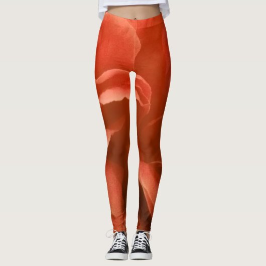 Burnt Orange Marble Floral Muster Leggings (Vorderseite)