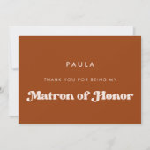 Burnt Orange Matron der Ehre Danke Karte (Vorderseite)