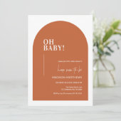 Burnt Orange Minimal Arch Oh Baby Dusche Einladung (Stehend Vorderseite)