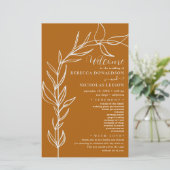 Burnt Orange Minimal Arch Wedding Programm (Stehend Vorderseite)