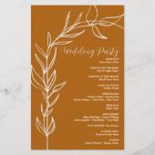 Burnt Orange Minimal Arch Wedding Programm (Rückseite)