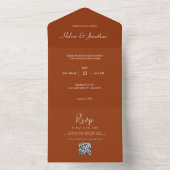 Burnt Orange Minimal Moderne Hochzeit All In One Einladung (Innen Boden)