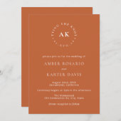 Burnt Orange minimale Bindung der Knotmonogramm Einladung (Vorne/Hinten)