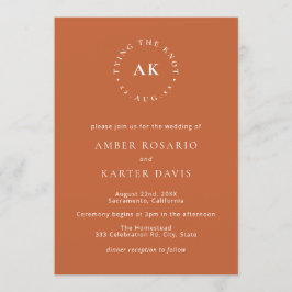 Burnt Orange minimale Bindung der Knotmonogramm Einladung