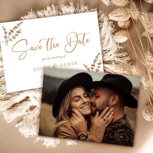 Burnt Orange Minimalist Wedding Save The Date Einladung