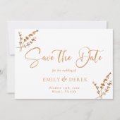 Burnt Orange Minimalist Wedding Save The Date Einladung (Vorderseite)