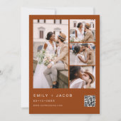 Burnt Orange Minimalistisch Foto QR Code Hochzeit Einladung (Vorderseite)