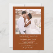 Burnt Orange Minimalistisch Foto QR Code Hochzeit Einladung (Rückseite)