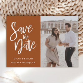 Burnt Orange Minimalistisch Foto Save the Date Ankündigung