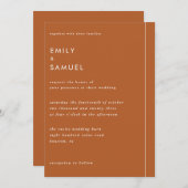 Burnt Orange Minimalistisch Hochzeit Einladung (Vorne/Hinten)