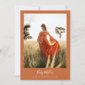 Burnt Orange Minimalistisch Modern Boho Babydusche Einladung (Rückseite)