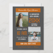 Burnt Orange Modern Block 3-Foto-Abschluss Einladung (Rückseite)