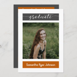 Burnt Orange Modern Block 3-Foto-Abschluss Einladung