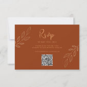 Burnt Orange Modern Boho Wedding RSVP QR Code Karte (Vorderseite)