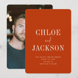 Burnt Orange Modern Bold Foto Wedding Save The Date